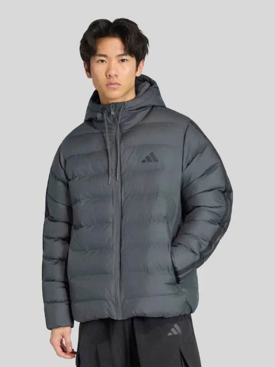 Zdjęcie produktu kurtka pikowana z kapturem o kroju regular fit Adidas Antracytowy