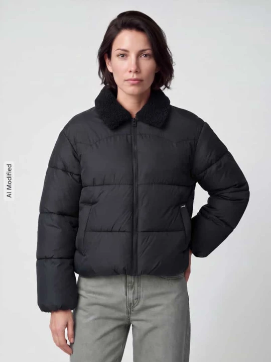 Zdjęcie produktu Kurtka pikowana z kołnierzem z pluszu typu teddy Levi's Czarny