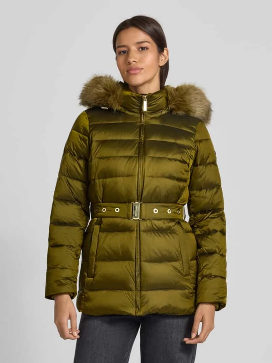 Zdjęcie produktu Kurtka pikowana z obszyciem ze sztucznego futra model ‘Trimmed’ Michael Kors Oliwkowy
