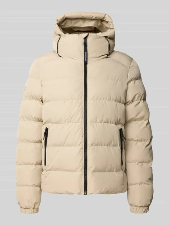 Zdjęcie produktu Kurtka pikowana z wyhaftowanym logo i kapturem Superdry Złamany biały