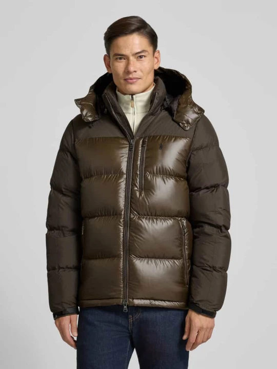 Zdjęcie produktu kurtka pikowana z wyhaftowanym logo Polo Ralph Lauren Ciemnobrązowy
