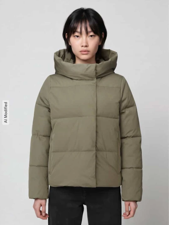 Zdjęcie produktu Kurtka pikowana z wysokim kapturem model 'STELLA' Vero Moda Oliwkowy