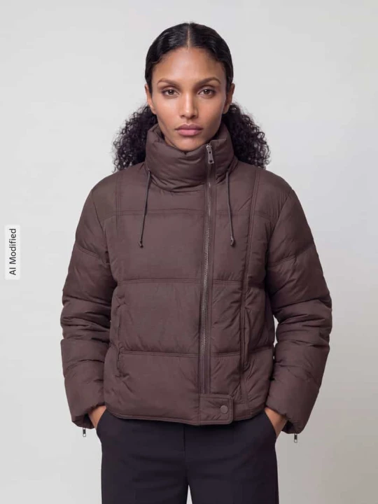 Zdjęcie produktu Kurtka pikowana z wysokim kołnierzem model 'JADE' Vero Moda Czekoladowy
