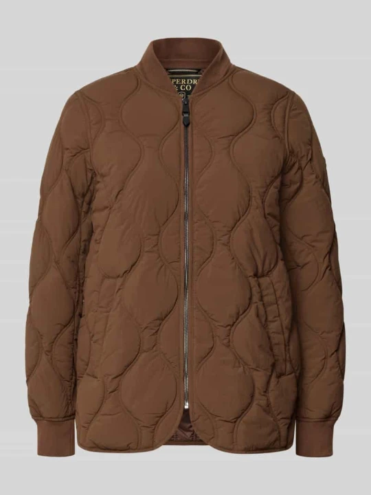 Zdjęcie produktu kurtka pikowana ze stójką i wpuszczanymi kieszeniami Superdry Ciemnobrązowy