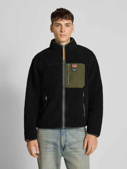 Zdjęcie produktu Kurtka polarowa ze stójką i kieszeniami zapinanymi na zamek błyskawiczny Superdry Czarny