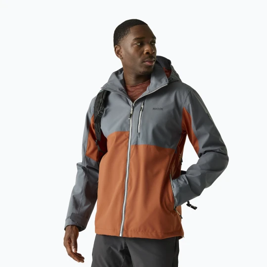 Zdjęcie produktu Kurtka przeciwdeszczowa męska REGATTA Waterproof Shell Bosfield brick / dark storm Pomarańczowy