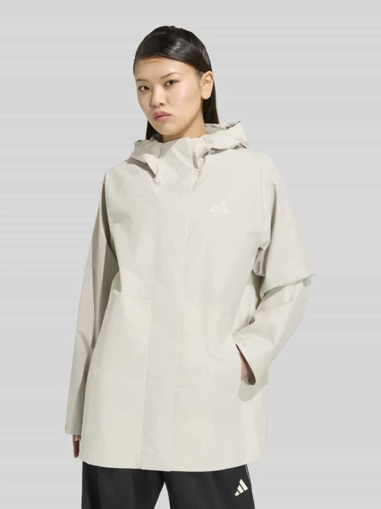 Zdjęcie produktu Kurtka przeciwdeszczowa o luźnym kroju z kołnierzem z kapturem Adidas Złamany biały