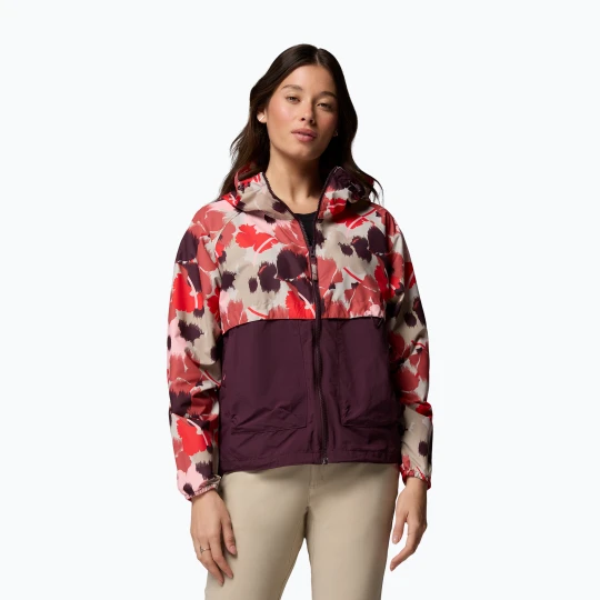 Zdjęcie produktu Kurtka przeciwwiatrowa damska Columbia Spire Valley Printed Windbreaker washed red ikatbloom print / moonvista