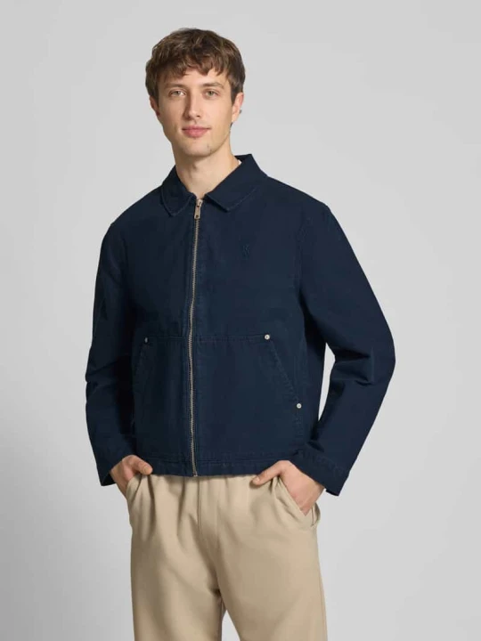 Zdjęcie produktu kurtka przejściowa o kroju regular fit w tkaninie stylizowanej na denim REVIEW Granatowy