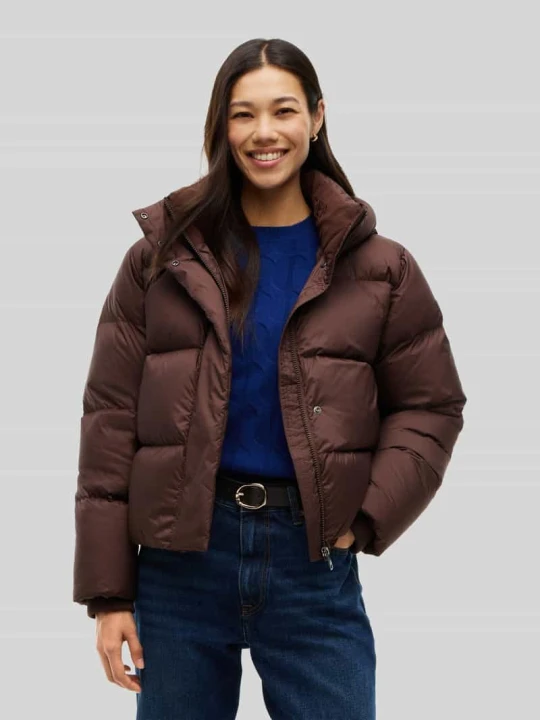 Zdjęcie produktu kurtka puchowa o kroju regular fit z kapturem Tommy Hilfiger Czekoladowy