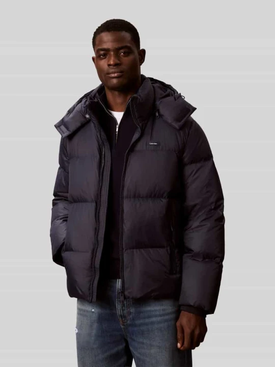 Zdjęcie produktu kurtka puchowa o kroju regular fit z odpinanym kapturem Calvin Klein Granatowy