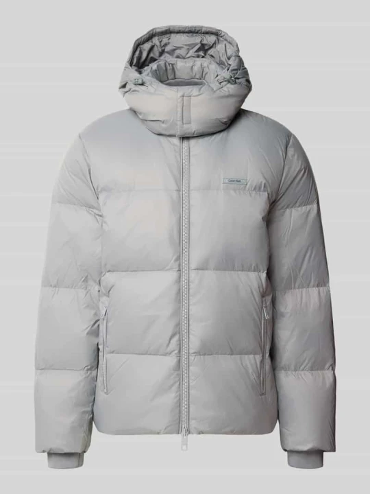 Zdjęcie produktu kurtka puchowa o kroju regular fit z odpinanym kapturem Calvin Klein Średnioszary