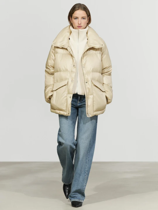 Zdjęcie produktu Kurtka Puchowa Z Odpinanym Golfem - Surowy - Massimo Dutti - Female