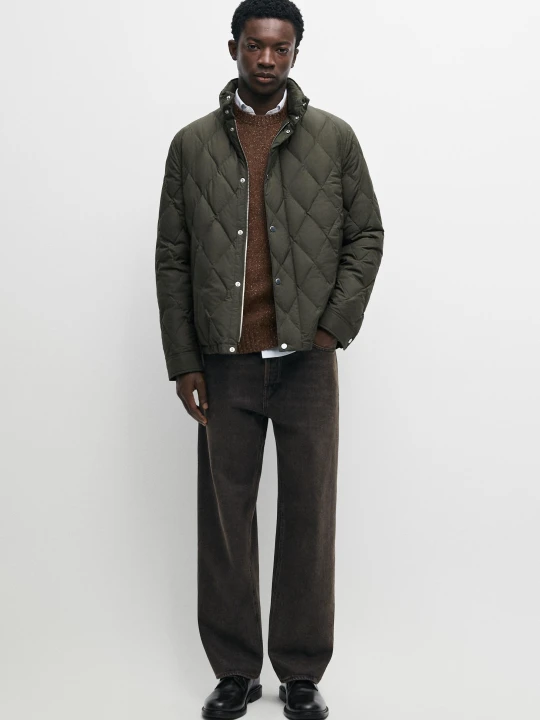 Zdjęcie produktu Kurtka Puchowa Z Detalami W Postaci Guzików - Khaki - Massimo Dutti - Male