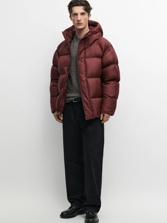 Zdjęcie produktu Kurtka Puchowa Z Kapturem - Czerwony - Massimo Dutti - Male