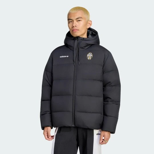 Zdjęcie produktu Kurtka puchowa z kapturem Juventus Climawarm 3 Stripes Adidas czarny
