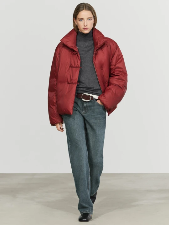 Zdjęcie produktu Kurtka Puchowa Z Ozdobnymi Szlufkami - Ciemnoczer - Massimo Dutti - Female
