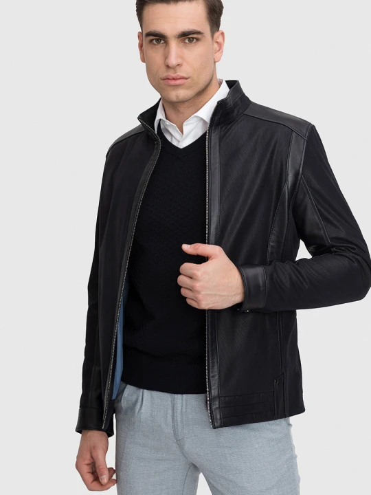 Zdjęcie produktu Kurtka skórzana NICOLA 01018B75GSA Giacomo Conti granatowy