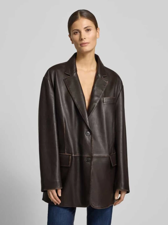 Zdjęcie produktu Kurtka skórzana Oversized z prawdziwej skóry jagnięcej Model 'PILA' Weekend Max Mara Ciemnobrązowy