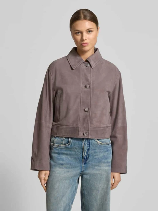 Zdjęcie produktu Kurtka skórzana o kroju slim fit z naturalnej skóry koziej model „SADELA” Boss Jasnofioletowy