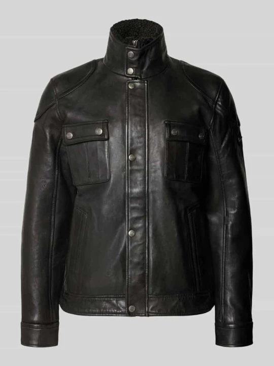 Zdjęcie produktu Kurtka skórzana w stylu biker model 'GARRECK' MAURITIUS Czarny