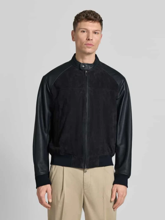 Zdjęcie produktu Kurtka skórzana z dwukierunkowym zamkiem błyskawicznym i kieszeniami wpuszczanymi Armani Exchange Granatowy