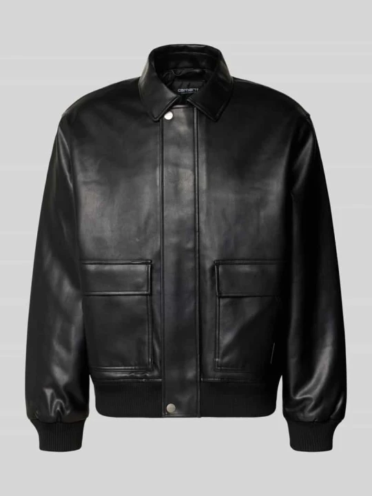 Zdjęcie produktu Kurtka skórzana z wykładanym kołnierzem model 'Arizona Jacket' Carhartt WIP Czarny