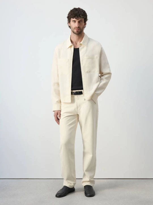 Zdjęcie produktu Kurtka slim fit z lyocellu i lnu z kieszeniami złamana biel - Mężczyzna - MANGO MAN