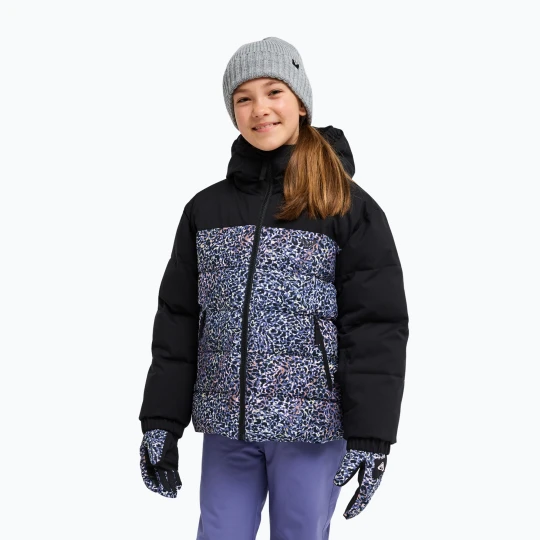 Zdjęcie produktu Kurtka snowboardowa dziecięca ROXY Snowyhill Printed Puffy true black wildin out rg Fioletowy