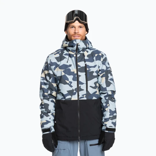 Zdjęcie produktu Kurtka snowboardowa męska Quiksilver Mission Printed Block puzzle camo ice flow Niebieski