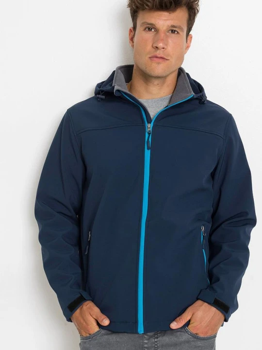 Zdjęcie produktu Kurtka softshell z kapturem BonPrix niebieski