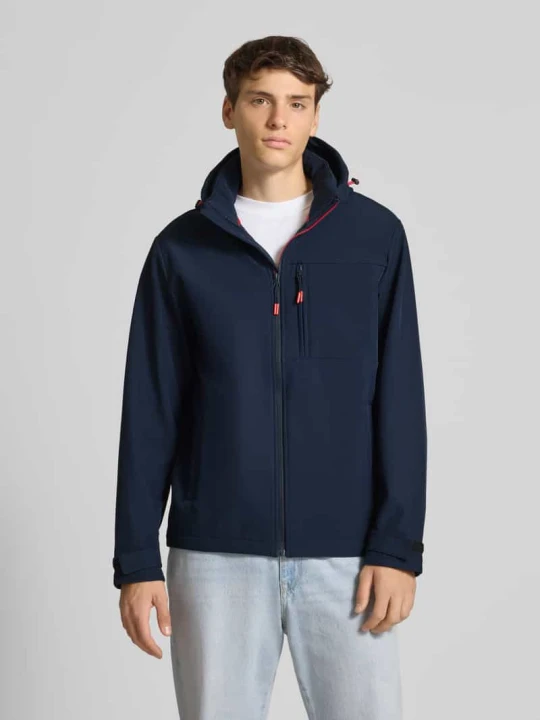 Zdjęcie produktu Kurtka softshell z kieszenią na piersi i patkami na rękawach Jack&Jones Granatowy