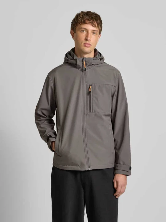 Zdjęcie produktu Kurtka softshell z kieszenią na piersi i patkami na rękawach Jack&Jones Średnioszary