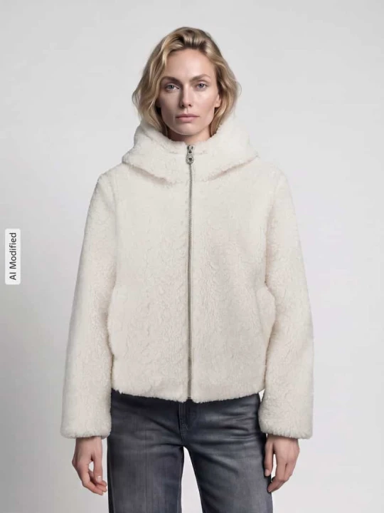 Zdjęcie produktu Kurtka teddy z kapturem Vero Moda Złamany biały