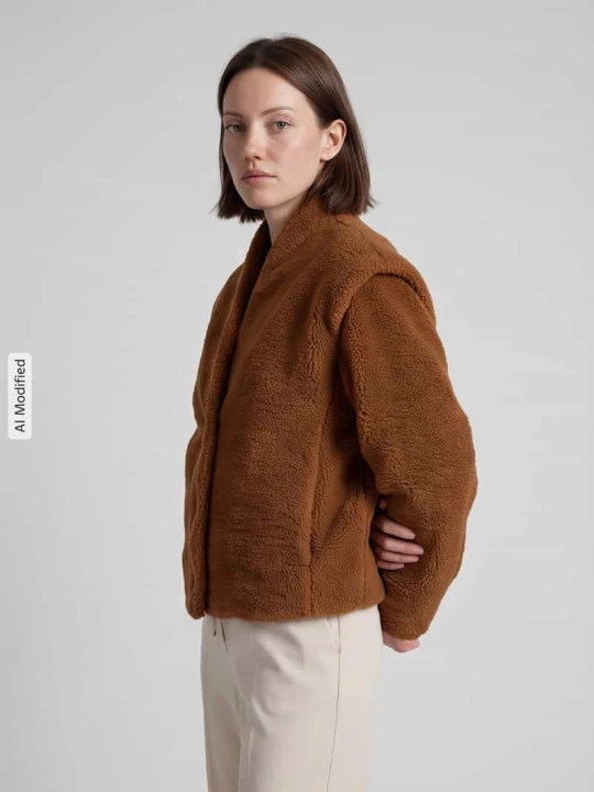 Zdjęcie produktu Kurtka teddy z szalowym kołnierzem model 'SLWISABEL' Selected Camel