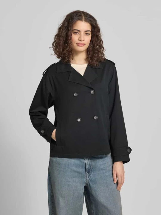 Zdjęcie produktu Kurtka trencz z klapami, krój regular fit, model 'HANNAH' Only Czarny