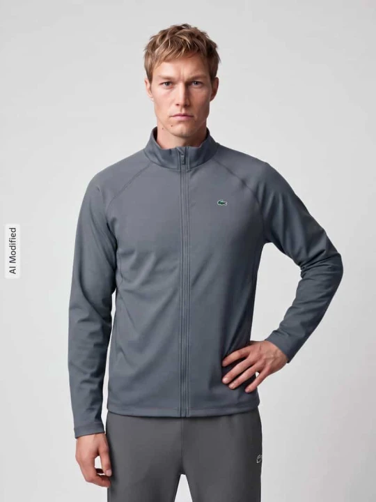 Zdjęcie produktu kurtka treningowa o kroju slim fit z detalem z logo Lacoste Ciemnoszary