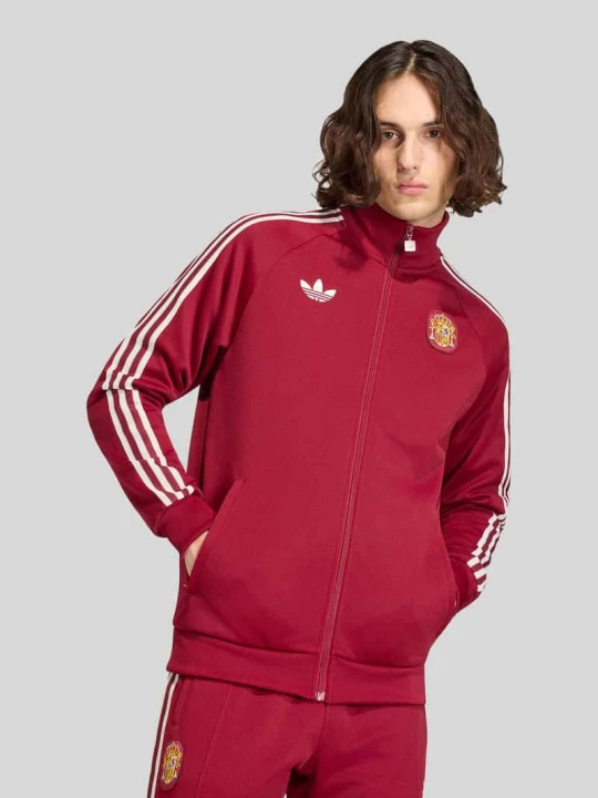 Zdjęcie produktu kurtka treningowa w hiszpańskim stylu o kroju regular fit z dodatkiem bawełny adidas Originals Bordowy