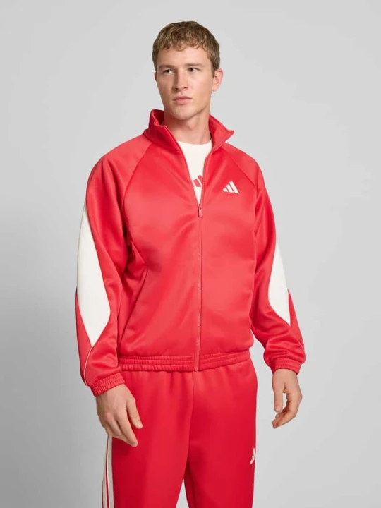 Zdjęcie produktu Kurtka treningowa ze stójką i logo Adidas Czerwony