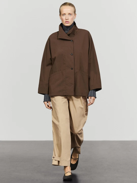 Zdjęcie produktu Kurtka Typu Peleryna Z Ozdobnym Kołnierzem - Brązowy - Massimo Dutti - Female