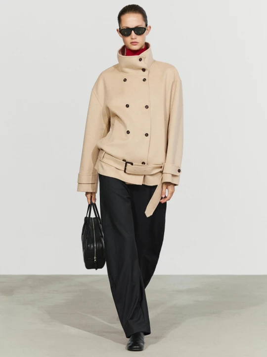 Zdjęcie produktu Kurtka Typu Trencz Z Zamszowym Paskiem - Piaskowy - Massimo Dutti - Female