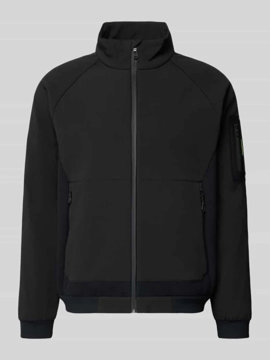 Zdjęcie produktu kardigan o kroju regular fit z polaru z sztruksowymi wstawkami model 'Cord Fleece' Boss Czarny