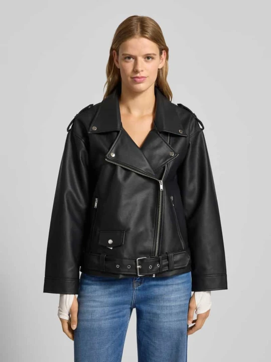 Zdjęcie produktu Kurtka w stylu Biker z imitacji skóry model ‘PAULINA’ Noisy May Czarny