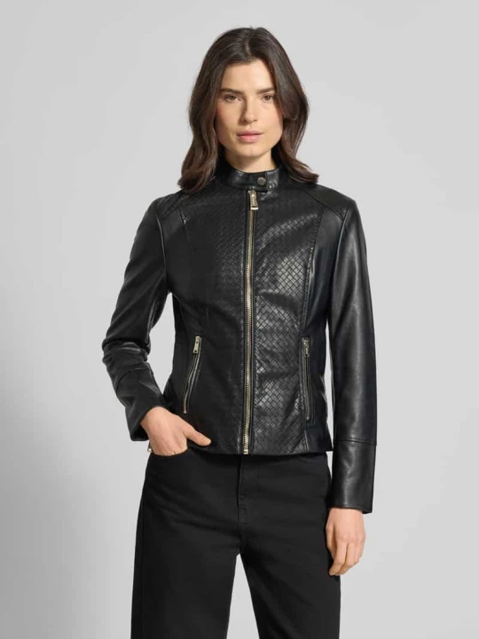 Zdjęcie produktu Kurtka biker ze skóropodobnego materiału ze stójką model 'CLAUDINE' Guess Czarny