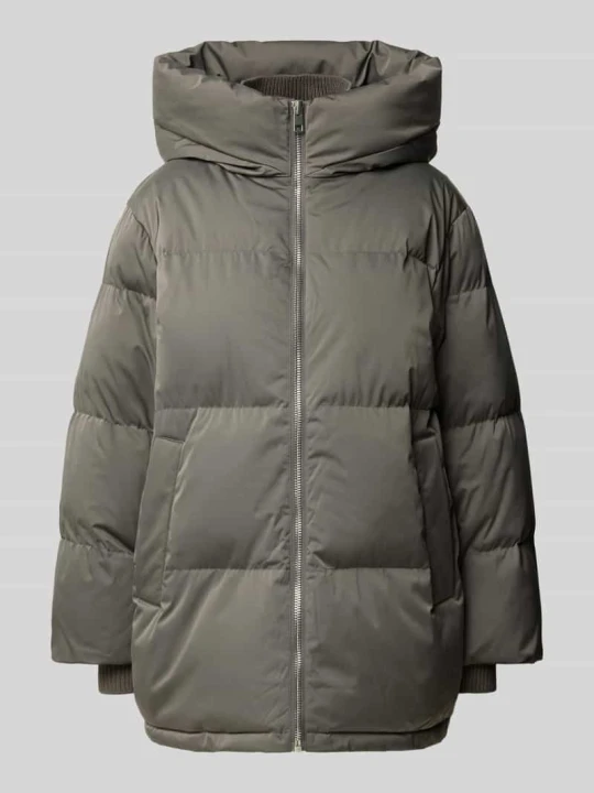 Zdjęcie produktu Kurtka w stylu puffer o luźnym kroju z kapturem model 'Hilena' Opus Średnioszary