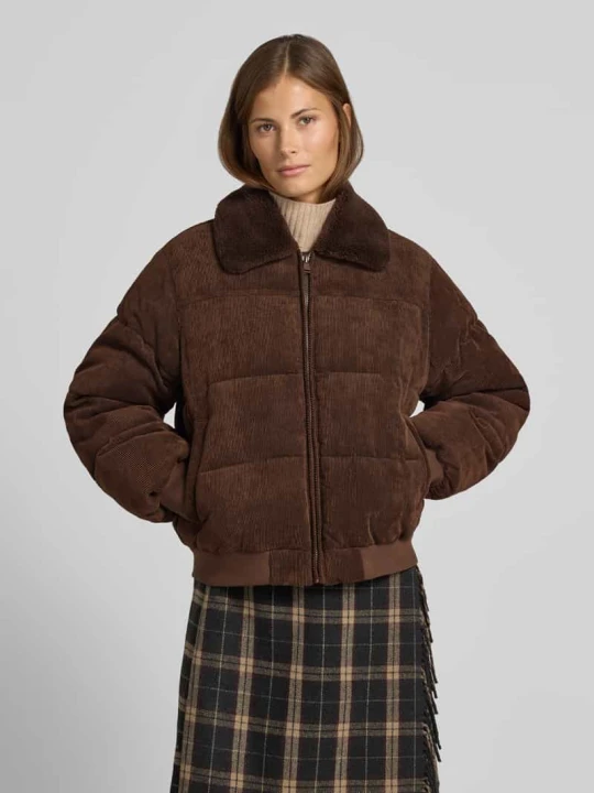 Zdjęcie produktu Kurtka w stylu puffer z fakturą sztruksu Only Ciemnobrązowy