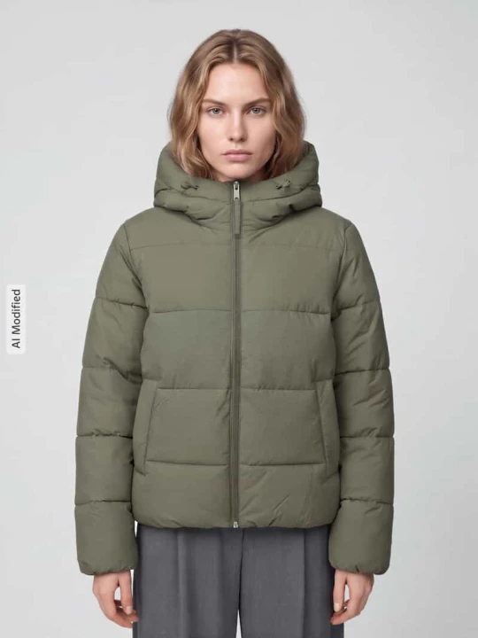 Zdjęcie produktu Kurtka w stylu puffer z kapturem i wypełnieniem puchowym Tom Tailor Oliwkowy