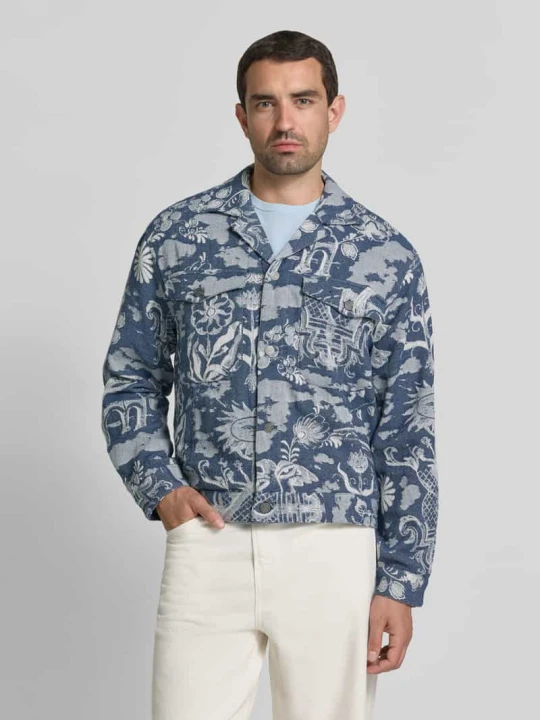 Zdjęcie produktu Kurtka we wzór na całej powierzchni z kołnierzem z połami Scotch & Soda Granatowy