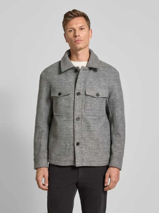 Zdjęcie produktu Kurtka wełniana o kroju regular fit z wykładanym kołnierzem model ‘MITCH’ Selected Homme Srebrny