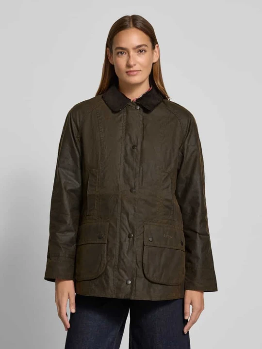 Zdjęcie produktu Kurtka woskowana o kroju shaped fit z czystej bawełny model ‘CLASSIC BEADNELL’ Barbour Oliwkowy